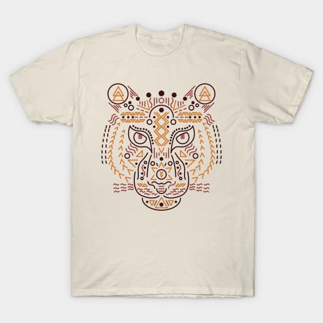 Tiger Face Lines and Shapes T-Shirt by JDP Designs